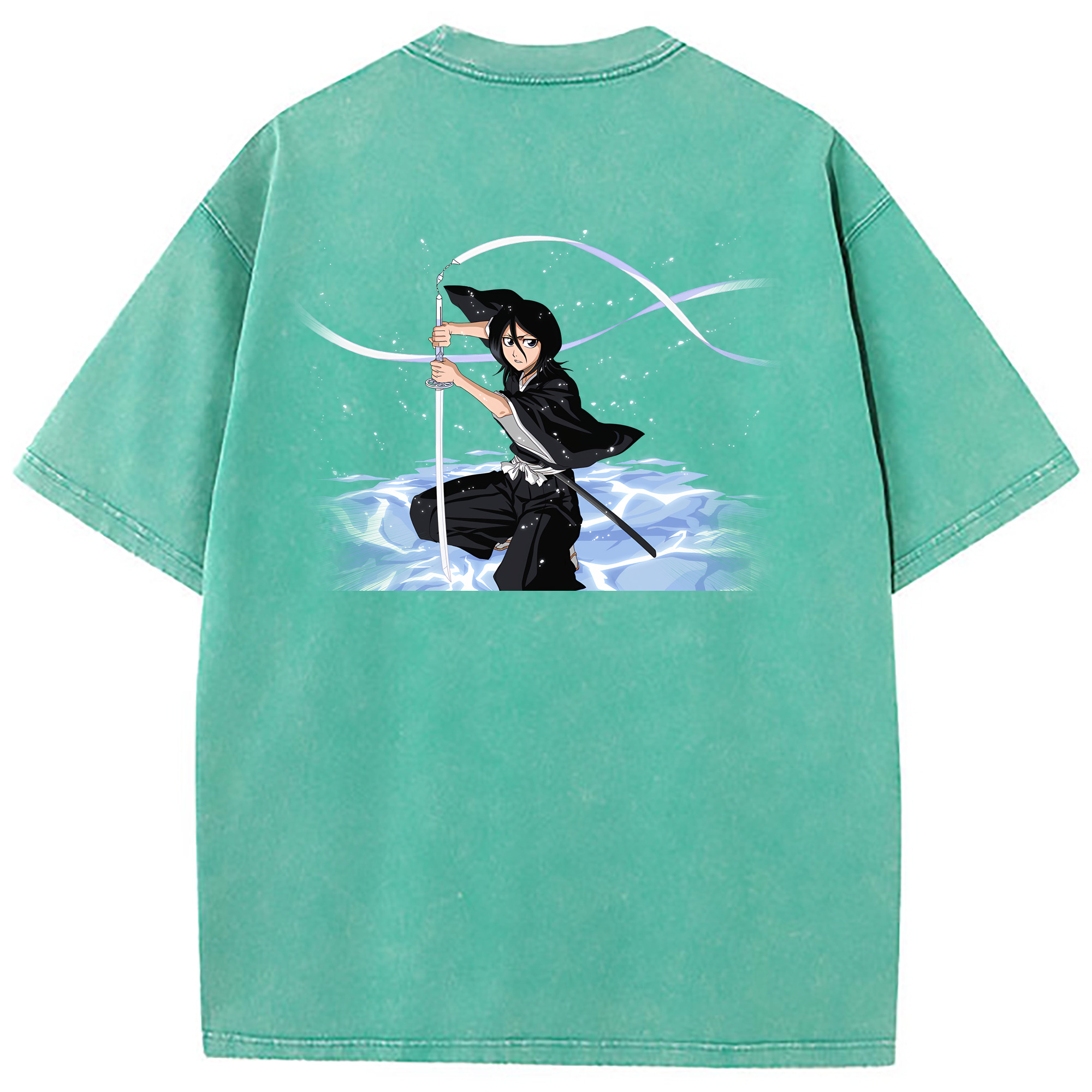 （画像用） ブリーチ 朽木ルキア BLEACH Kuchiki Rukia 綿100% ヴィンテージ風 半袖Tシャツ（背面プリント）